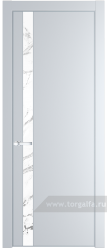 Дверь со стеклом ProfilDoors 18PA Нефи белый узор серебро с профилем Серебро (Вайт (RAL 110 96 02))