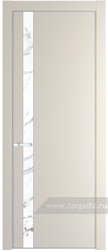 Дверь со стеклом ProfilDoors 18PA Нефи белый узор серебро с профилем Серебро (Кремовая Магнолия (RAL 120-04))