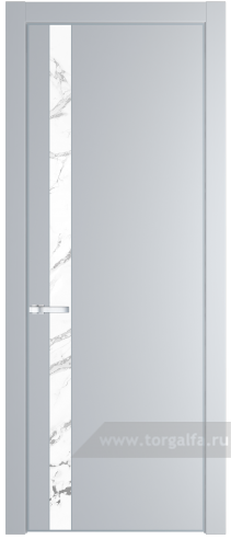 Дверь со стеклом ProfilDoors 18PA Нефи белый узор серебро с профилем Серебро (Лайт Грей (RAL 870-01))
