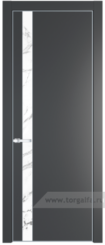 Дверь со стеклом ProfilDoors 18PA Нефи белый узор серебро с профилем Серебро (Графит (Pantone 425С))
