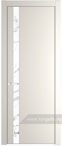Дверь со стеклом ProfilDoors 18PA Нефи белый узор серебро с профилем Серебро (Перламутр белый)