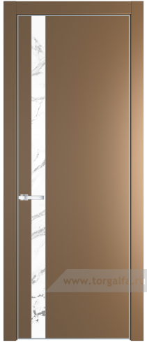 Дверь со стеклом ProfilDoors 18PA Нефи белый узор серебро с профилем Серебро (Перламутр золото)