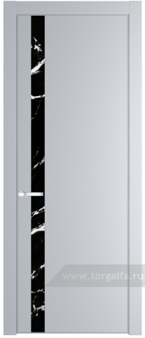 Дверь со стеклом ProfilDoors 18PA Нефи черный узор серебро с профилем Серебро (Лайт Грей (RAL 870-01))