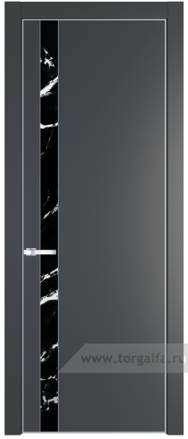Дверь со стеклом ProfilDoors 18PA Нефи черный узор серебро с профилем Серебро (Графит (Pantone 425С))