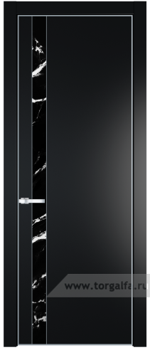 Дверь со стеклом ProfilDoors 18PA Нефи черный узор серебро с профилем Серебро (Блэк)