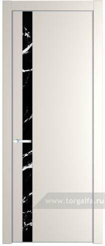 Дверь со стеклом ProfilDoors 18PA Нефи черный узор серебро с профилем Серебро (Перламутр белый)