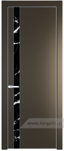 Дверь со стеклом ProfilDoors 18PA Нефи черный узор серебро с профилем Серебро (Перламутр бронза)