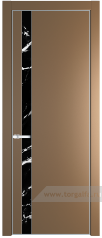 Дверь со стеклом ProfilDoors 18PA Нефи черный узор серебро с профилем Серебро (Перламутр золото)