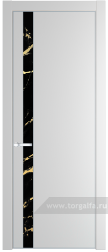 Дверь со стеклом ProfilDoors 18PA Нефи черный узор золото с профилем Серебро (Крем Вайт (RAL 120-02))