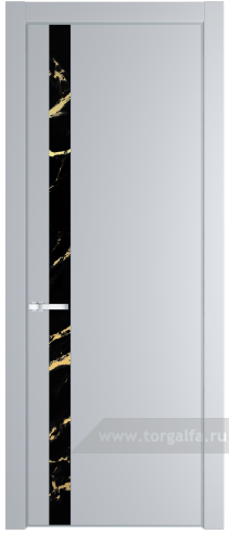 Дверь со стеклом ProfilDoors 18PA Нефи черный узор золото с профилем Серебро (Лайт Грей (RAL 870-01))