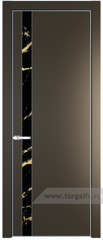 Дверь со стеклом ProfilDoors 18PA Нефи черный узор золото с профилем Серебро (Перламутр бронза)