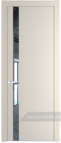 Дверь со стеклом ProfilDoors 18PA Зеркало с профилем Серебро (Кремовая Магнолия (RAL 120-04))