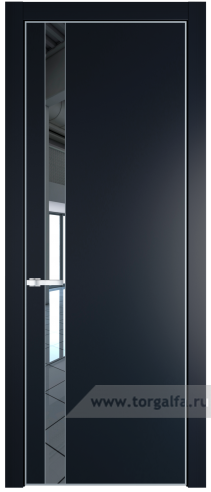 Дверь со стеклом ProfilDoors 18PA Зеркало с профилем Серебро (Нэви Блу (RAL 7016))