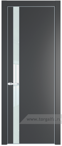 Дверь со стеклом ProfilDoors 18PA Lacobel Белый лак с профилем Серебро (Графит (Pantone 425С))