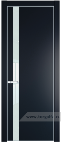 Дверь со стеклом ProfilDoors 18PA Lacobel Белый лак с профилем Серебро (Нэви Блу (RAL 7016))