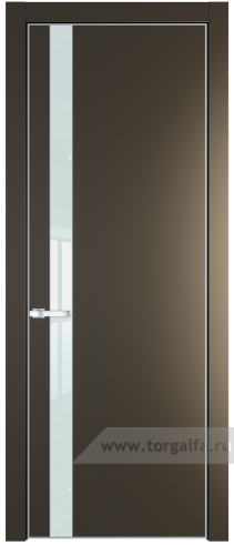 Дверь со стеклом ProfilDoors 18PA Lacobel Белый лак с профилем Серебро (Перламутр бронза)