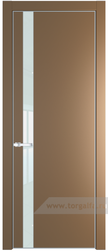Дверь со стеклом ProfilDoors 18PA Lacobel Белый лак с профилем Серебро (Перламутр золото)