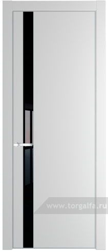Дверь со стеклом ProfilDoors 18PA Lacobel Черный лак с профилем Серебро (Крем Вайт (RAL 120-02))