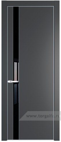 Дверь со стеклом ProfilDoors 18PA Lacobel Черный лак с профилем Серебро (Графит (Pantone 425С))