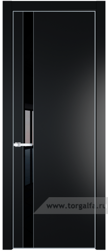 Дверь со стеклом ProfilDoors 18PA Lacobel Черный лак с профилем Серебро (Блэк)