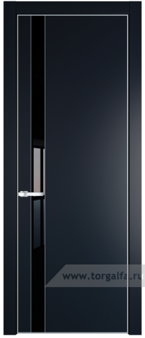 Дверь со стеклом ProfilDoors 18PA Lacobel Черный лак с профилем Серебро (Нэви Блу (RAL 7016))