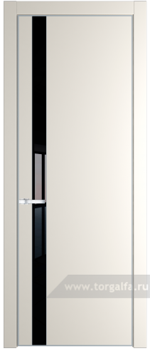 Дверь со стеклом ProfilDoors 18PA Lacobel Черный лак с профилем Серебро (Перламутр белый)