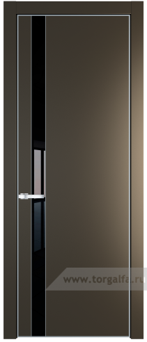 Дверь со стеклом ProfilDoors 18PA Lacobel Черный лак с профилем Серебро (Перламутр бронза)