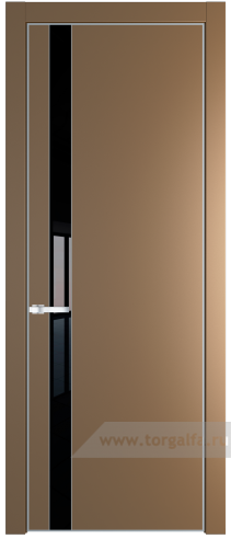Дверь со стеклом ProfilDoors 18PA Lacobel Черный лак с профилем Серебро (Перламутр золото)