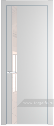 Дверь со стеклом ProfilDoors 18PA Lacobel Перламутровый лак с профилем Серебро (Крем Вайт (RAL 120-02))