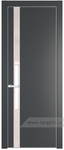 Дверь со стеклом ProfilDoors 18PA Lacobel Перламутровый лак с профилем Серебро (Графит (Pantone 425С))