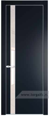 Дверь со стеклом ProfilDoors 18PA Lacobel Перламутровый лак с профилем Серебро (Нэви Блу (RAL 7016))