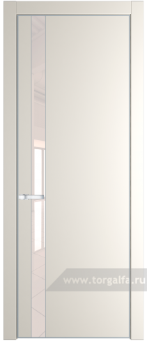 Дверь со стеклом ProfilDoors 18PA Lacobel Перламутровый лак с профилем Серебро (Перламутр белый)