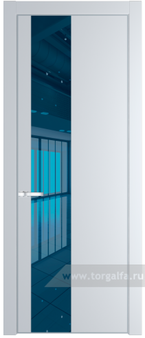 Дверь со стеклом ProfilDoors 19PA Зеркало Blue с профилем Серебро (Вайт (RAL 110 96 02))