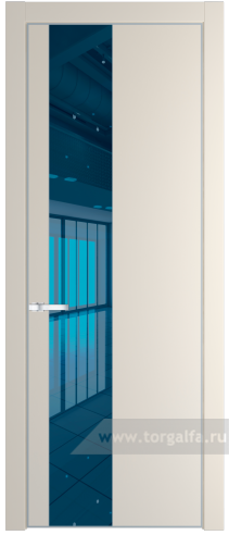Дверь со стеклом ProfilDoors 19PA Зеркало Blue с профилем Серебро (Кремовая Магнолия (RAL 120-04))
