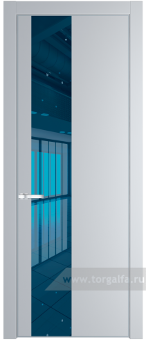 Дверь со стеклом ProfilDoors 19PA Зеркало Blue с профилем Серебро (Лайт Грей (RAL 870-01))