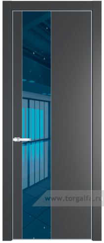 Дверь со стеклом ProfilDoors 19PA Зеркало Blue с профилем Серебро (Графит (Pantone 425С))