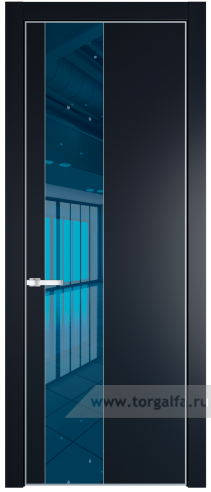 Дверь со стеклом ProfilDoors 19PA Зеркало Blue с профилем Серебро (Нэви Блу (RAL 7016))