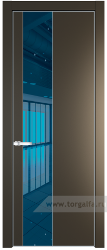 Дверь со стеклом ProfilDoors 19PA Зеркало Blue с профилем Серебро (Перламутр бронза)
