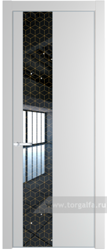 Дверь со стеклом ProfilDoors 19PA Лоран узор золото с профилем Серебро (Крем Вайт (RAL 120-02))