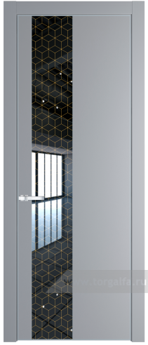 Дверь со стеклом ProfilDoors 19PA Лоран узор золото с профилем Серебро (Смоки (RAL 870-02))