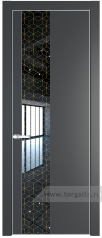 Дверь со стеклом ProfilDoors 19PA Лоран узор золото с профилем Серебро (Графит (Pantone 425С))