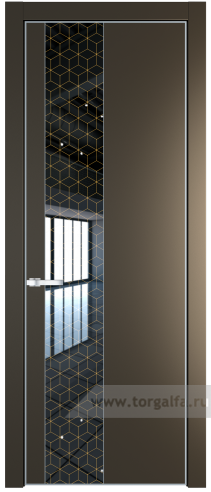 Дверь со стеклом ProfilDoors 19PA Лоран узор золото с профилем Серебро (Перламутр бронза)
