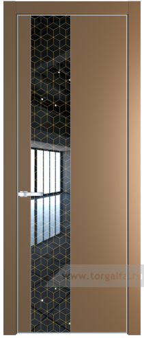 Дверь со стеклом ProfilDoors 19PA Лоран узор золото с профилем Серебро (Перламутр золото)