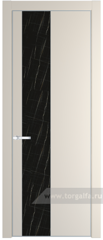 Дверь со стеклом ProfilDoors 19PA Неро мрамор с профилем Серебро (Кремовая Магнолия (RAL 120-04))
