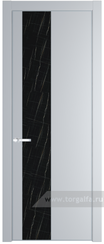 Дверь со стеклом ProfilDoors 19PA Неро мрамор с профилем Серебро (Лайт Грей (RAL 870-01))