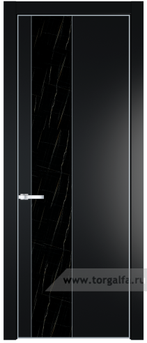 Дверь со стеклом ProfilDoors 19PA Неро мрамор с профилем Серебро (Блэк)