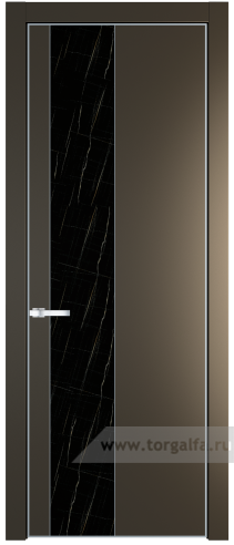 Дверь со стеклом ProfilDoors 19PA Неро мрамор с профилем Серебро (Перламутр бронза)