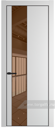 Дверь со стеклом ProfilDoors 19PA Зеркало Bronza с профилем Серебро (Крем Вайт (RAL 120-02))