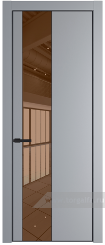 Дверь со стеклом ProfilDoors 19PA Зеркало Bronza с профилем Серебро (Смоки (RAL 870-02))