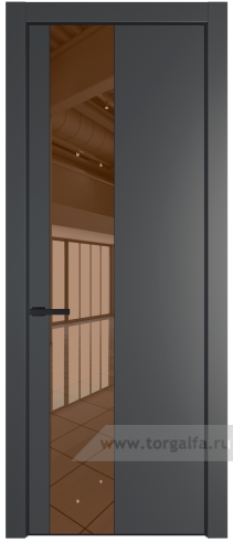 Дверь со стеклом ProfilDoors 19PA Зеркало Bronza с профилем Серебро (Графит (Pantone 425С))